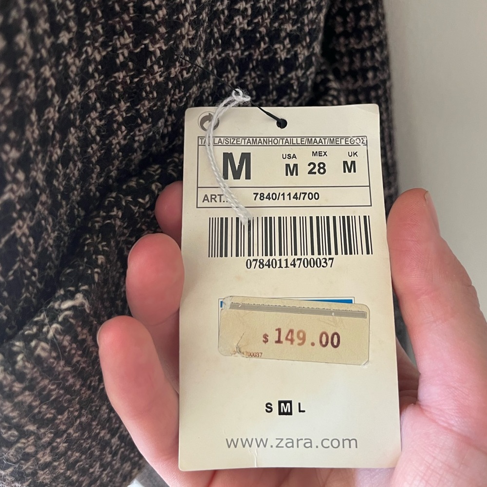 Nwt Zara Basic Gray Houndstooth Coat Jacket Size … - image 8